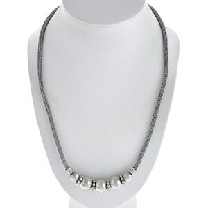 Foxtail Chain Graduated Bead Necklace | Sterling Silver 925 | 19"-21"